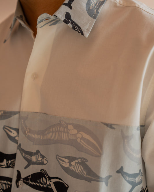 Skeleton Fish Sky Middle Patch Shirt