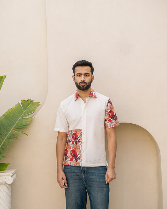 Ocean Life Merlot Side Patch Cotton Shirt