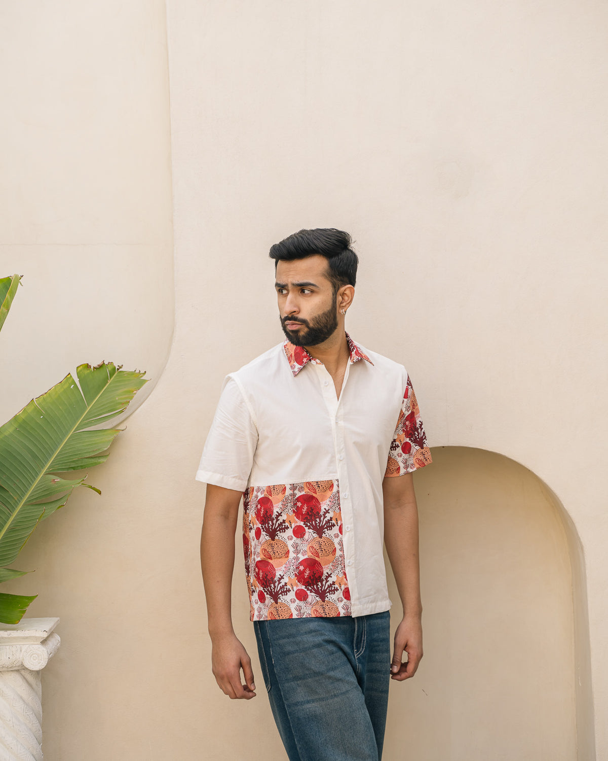 Ocean Life Merlot Side Patch Cotton Shirt