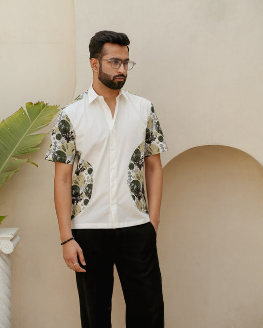 Ocean Life Olive Wheel Cotton Shirt