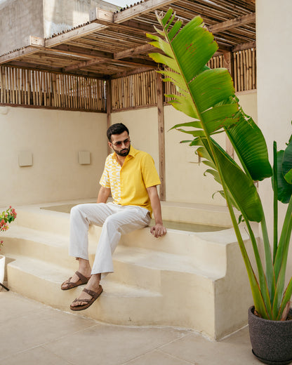 Funky Fish Lemon Half and Half Linen Shirt