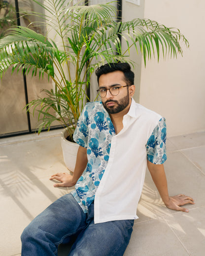 Ocean Life Turkish Half and Half Linen shirt