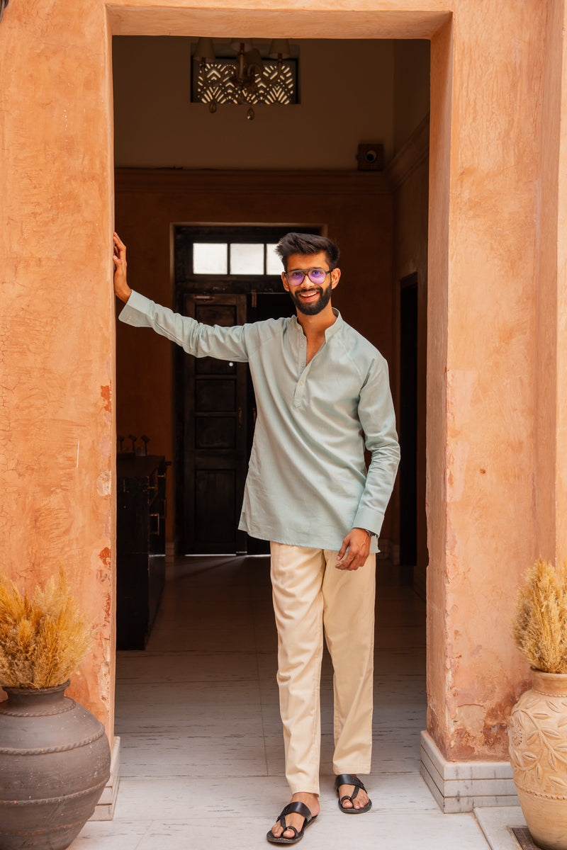Sage Green Raglan Sleeve Kurta Pant Set