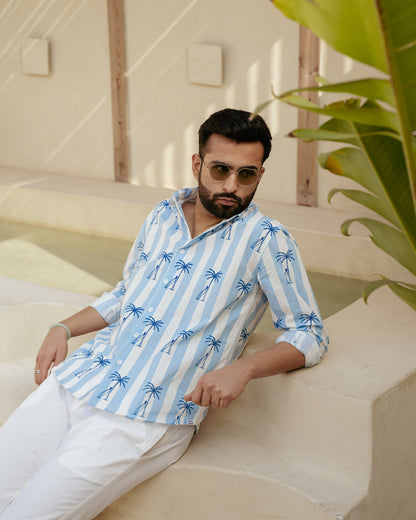 Palm Tree Sky Full Sleeves Cotton Shirt