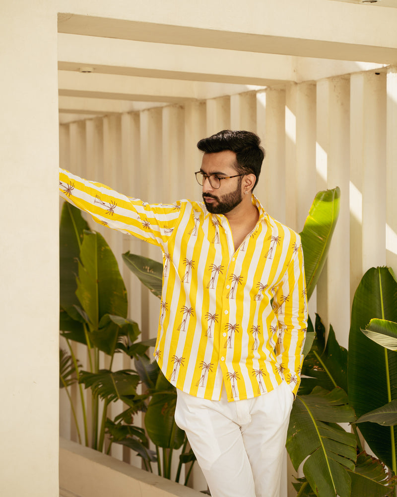 Palm Tree Lemon  Full Sleeves Cotton Shirt