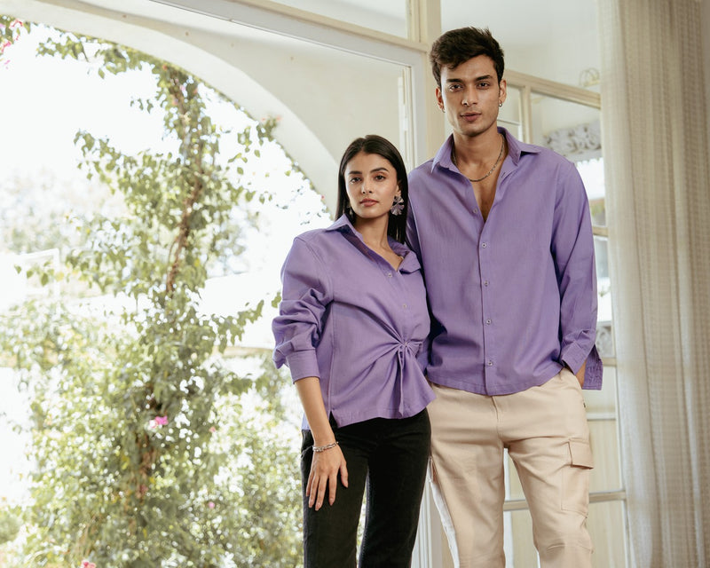 Orchid Solid Oversize Full Sleeve Shirt