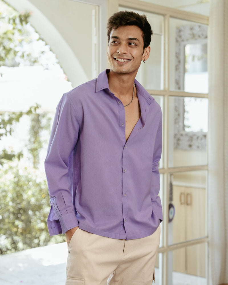 Orchid Solid Oversize Full Sleeve Shirt