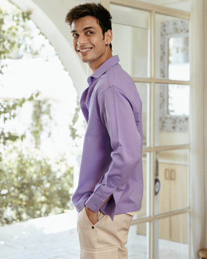 Orchid Solid Oversize Full Sleeve Shirt