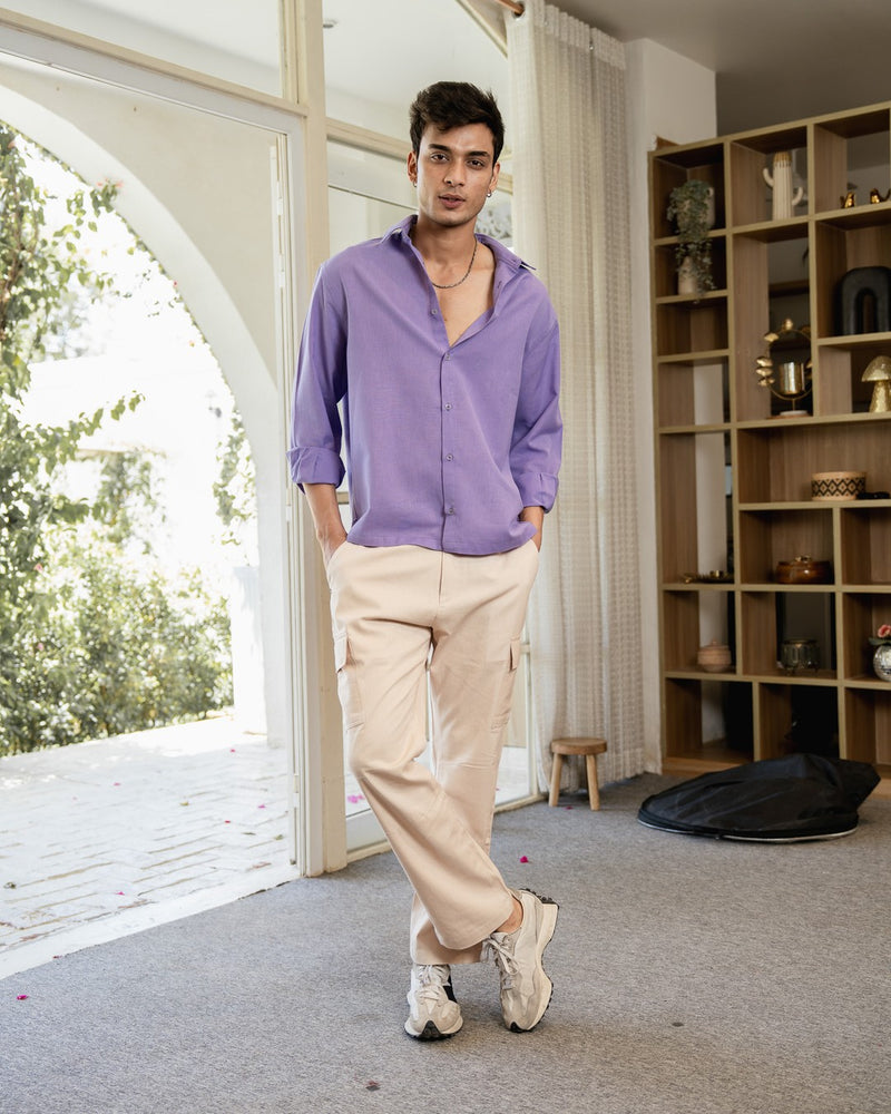 Orchid Solid Oversize Full Sleeve Shirt