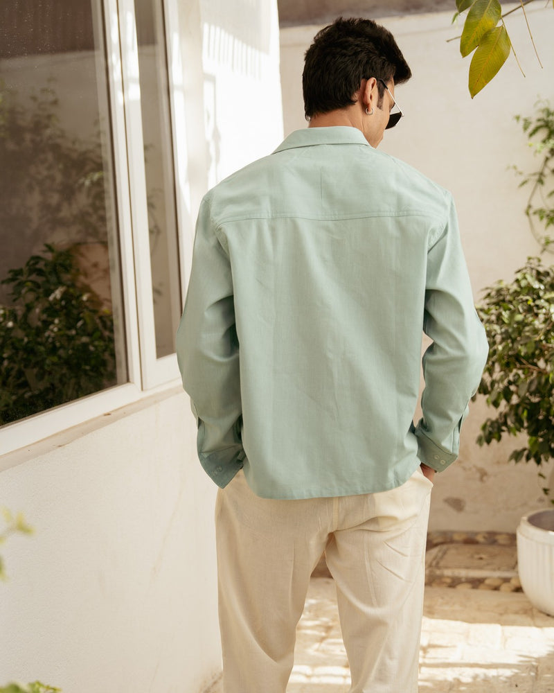 Mint Solid Oversize Full Sleeve Shirt