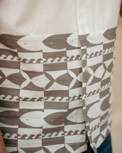 Funky Fish Teal Blue Linen shirt
