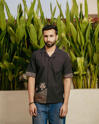 Block Turtle Ebony Side Patch Linen Shirt