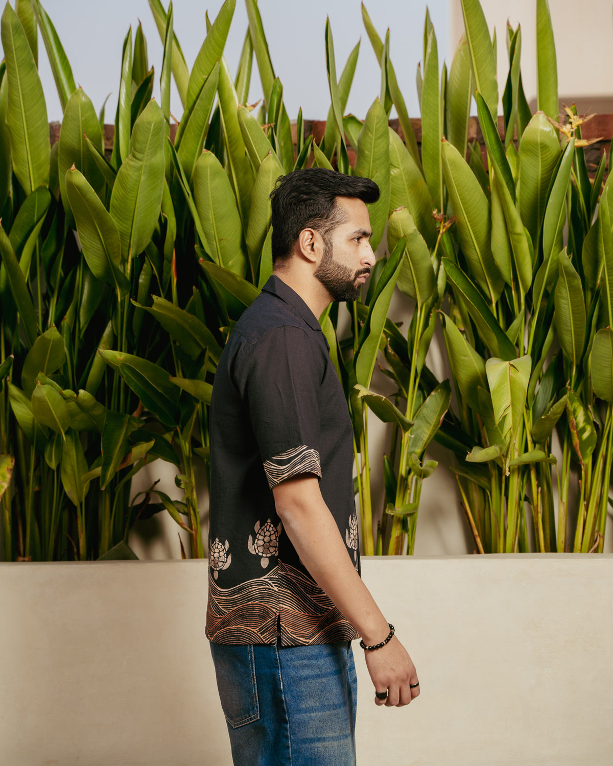Block Turtle Ebony Side Patch Linen Shirt