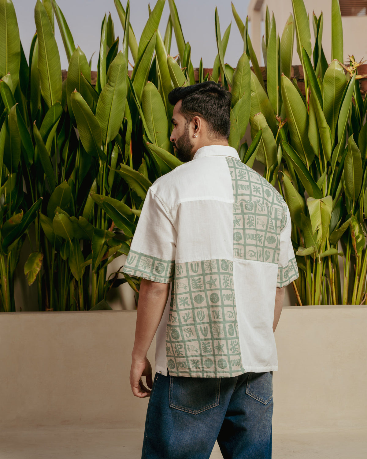 Aqua Block Mint Checks Oversize Linen Shirt