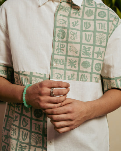 Aqua Block Mint Checks Oversize Linen Shirt