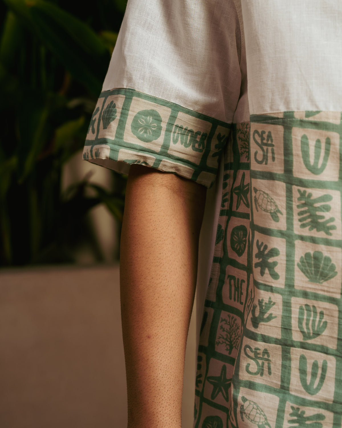 Aqua Block Mint Checks Oversize Linen Shirt