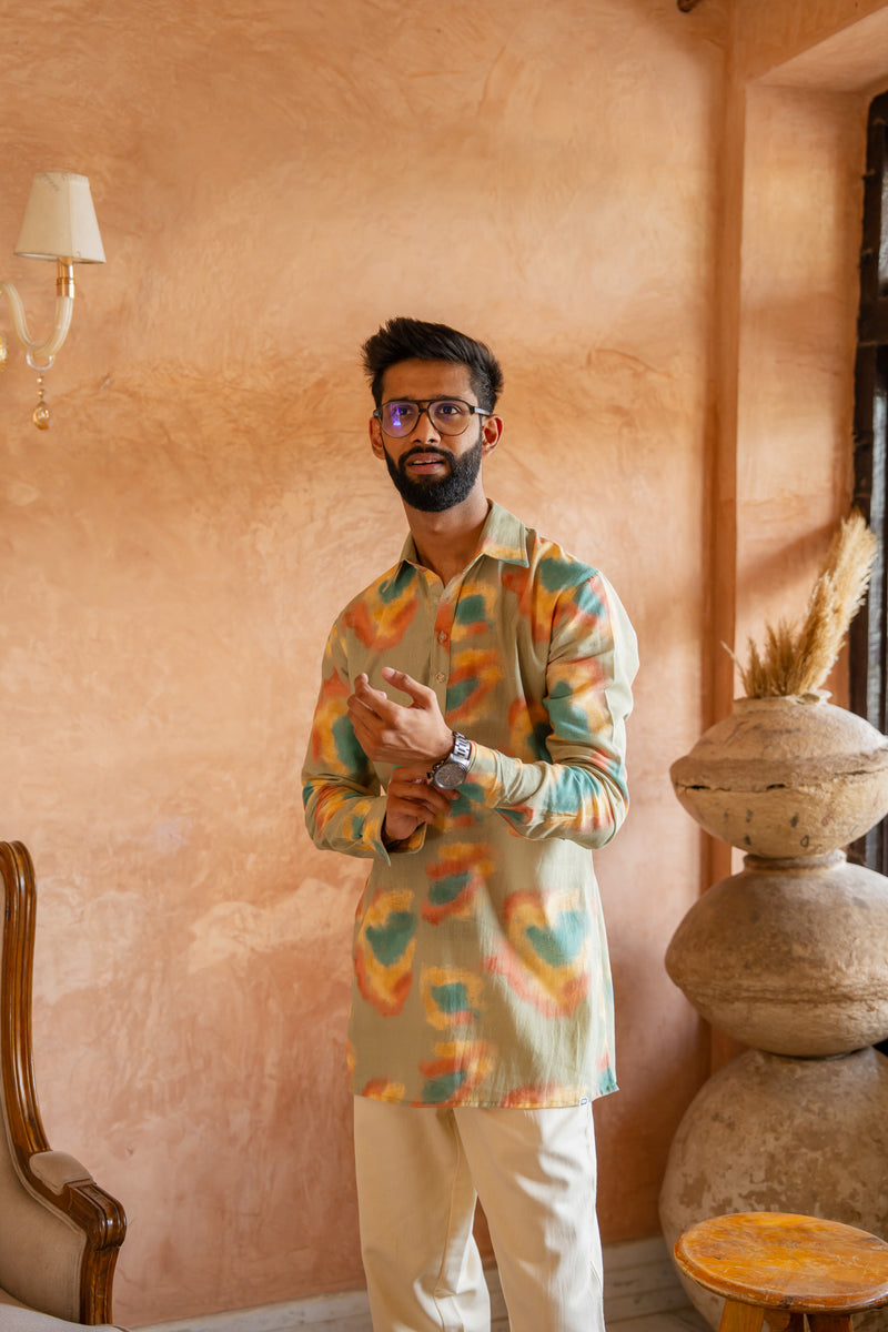 Pastel Smudge Kurta Pant Set