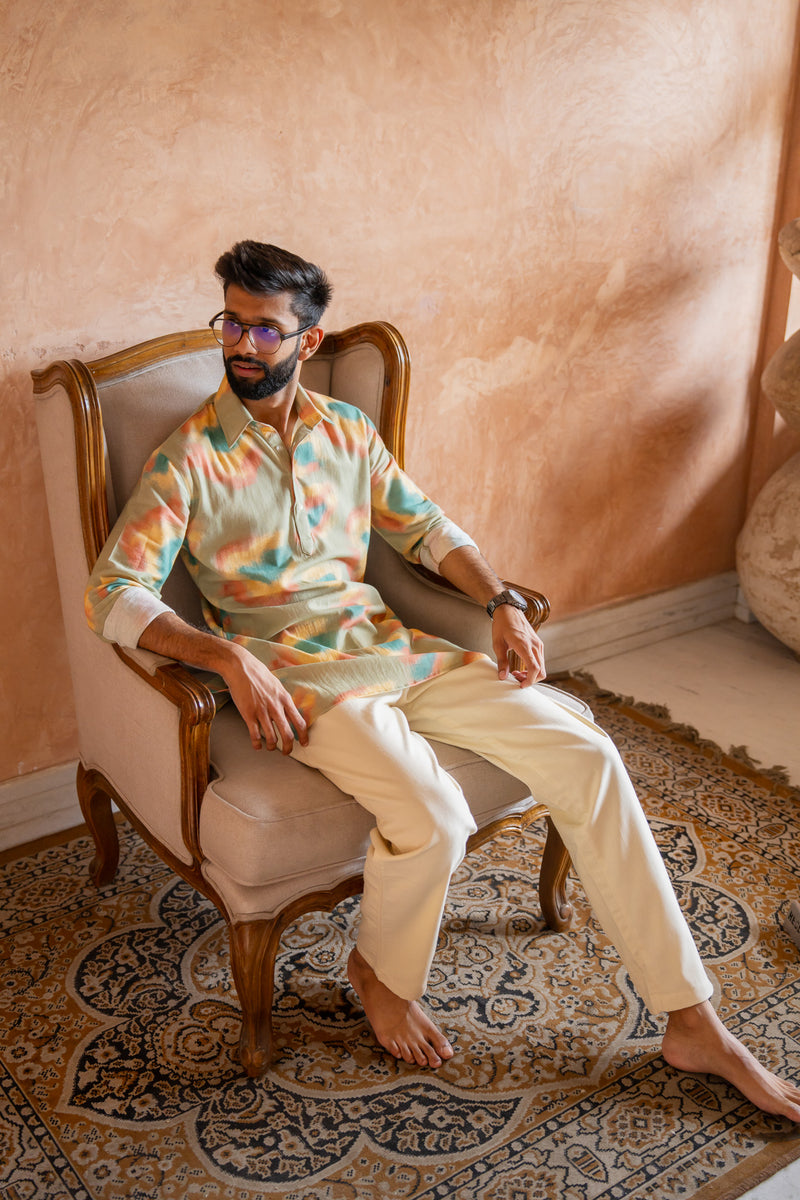 Pastel Smudge Kurta Pant Set