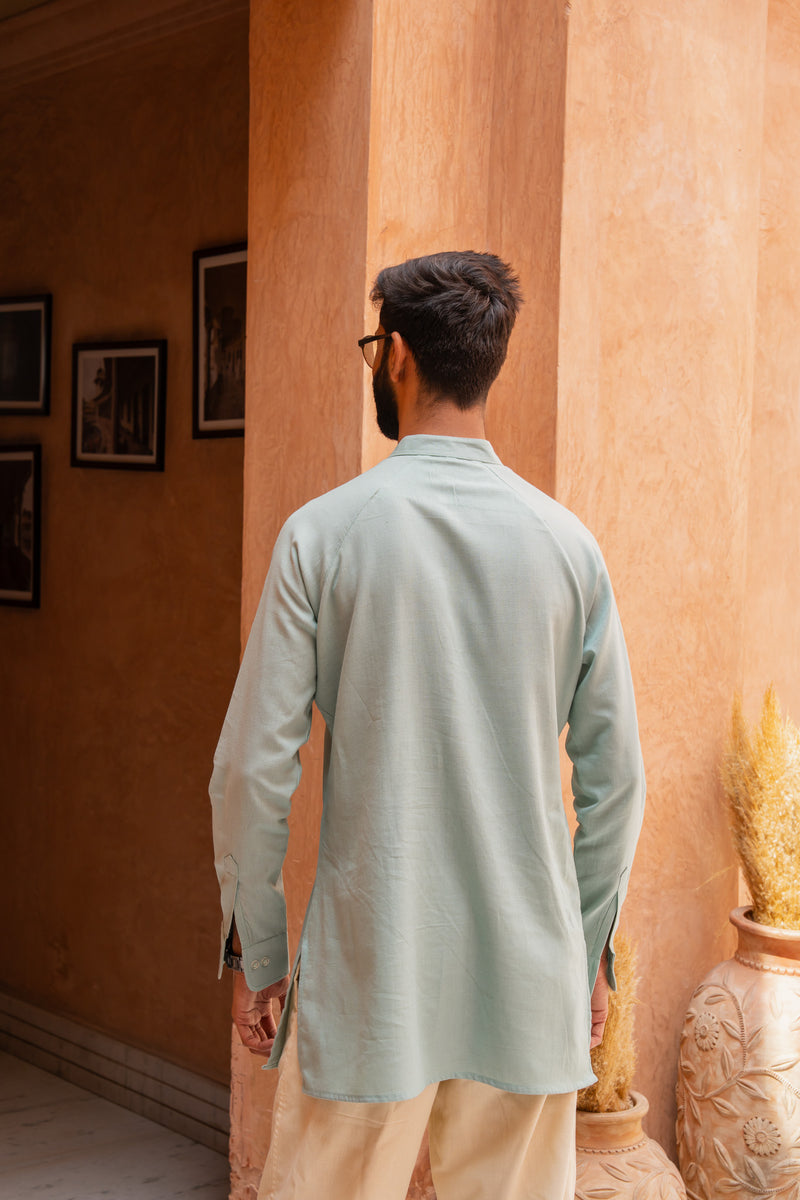 Sage Green Raglan Sleeve Kurta Pant Set