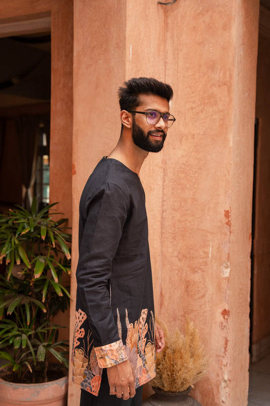 Aquatic Plant Ebony Kurta