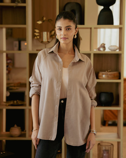 Mocha Raglan Oversize Full Sleeve Shirt