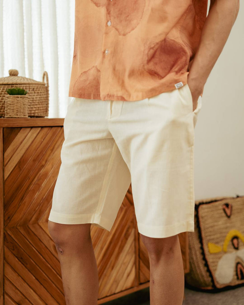 Canvas Cream Linen Shorts