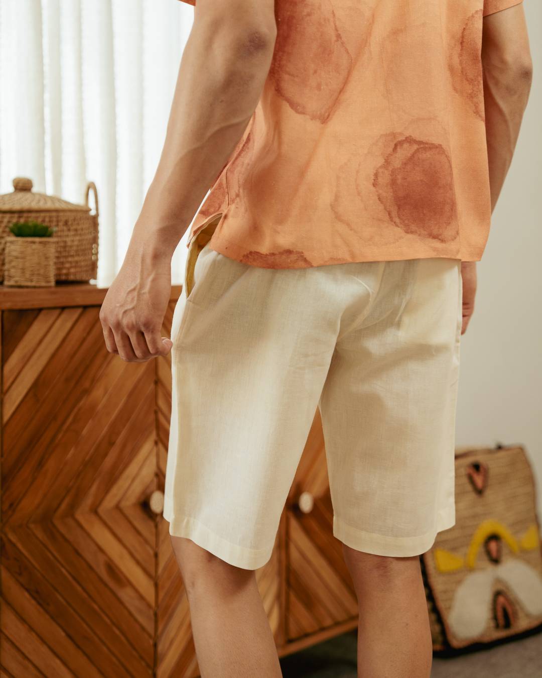 Canvas Cream Linen Shorts