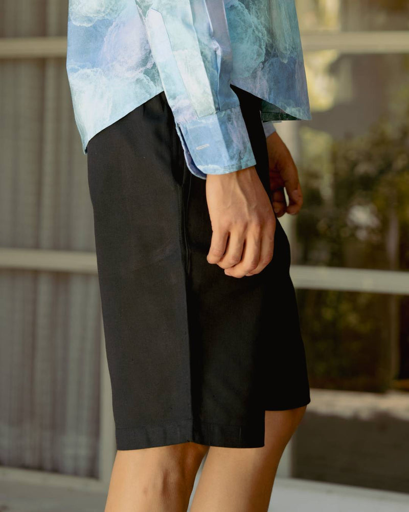 Midnight Black Linen Shorts