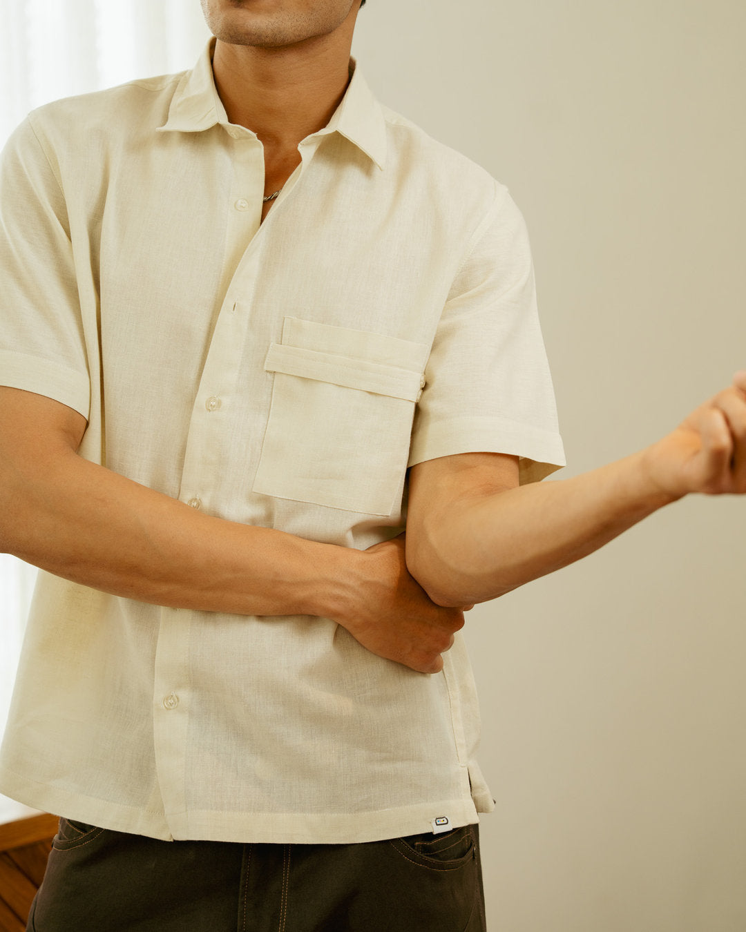 ⁠Limestone Pocket Tab Half Sleeve Shirt