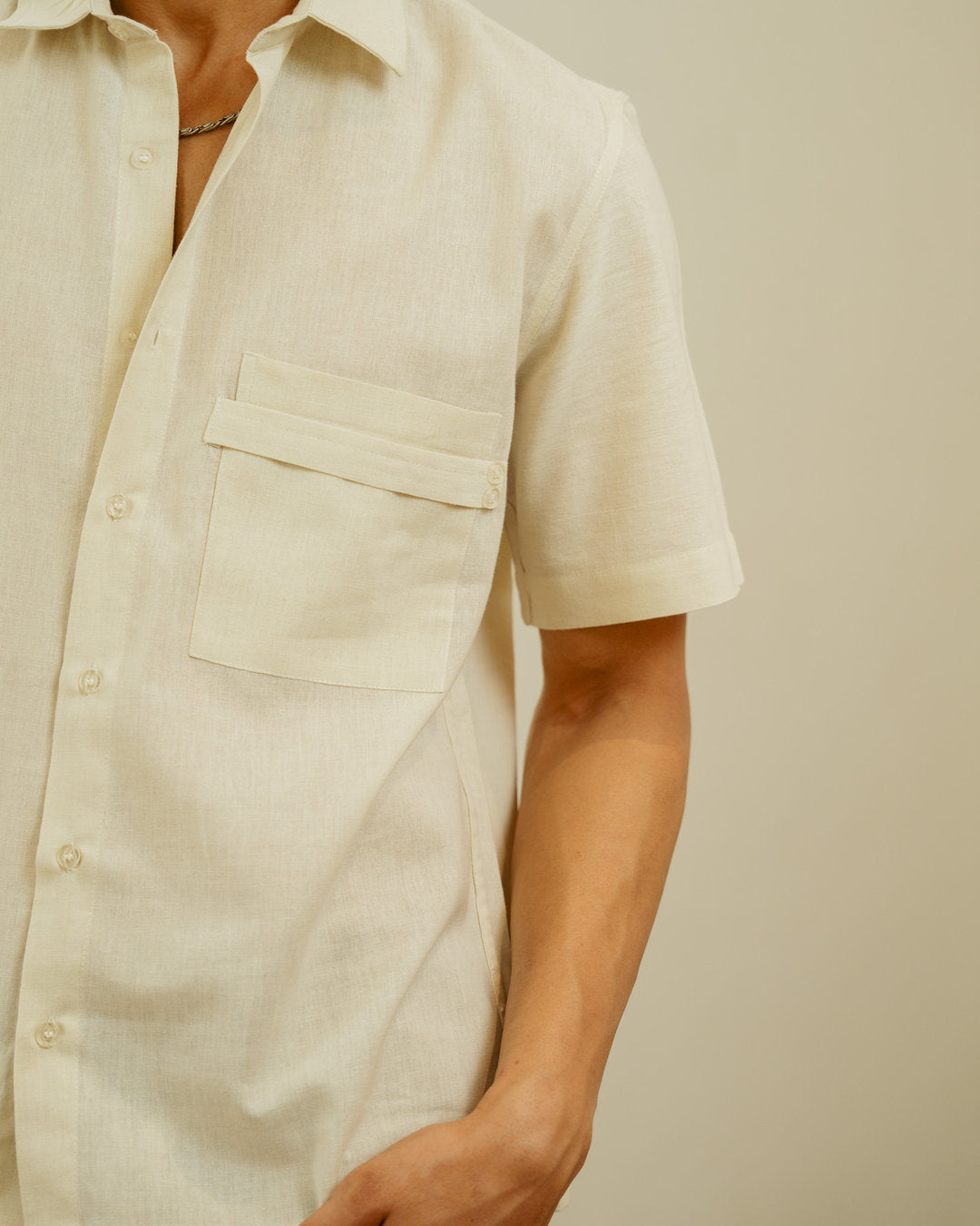 ⁠Limestone Pocket Tab Half Sleeve Shirt