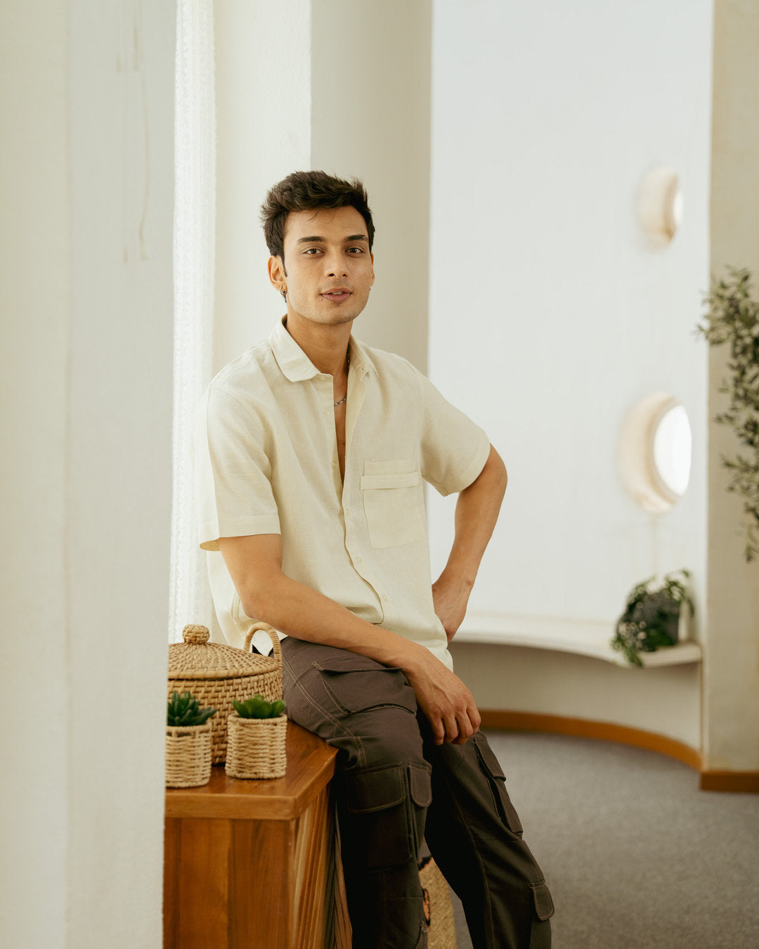 ⁠Limestone Pocket Tab Half Sleeve Shirt