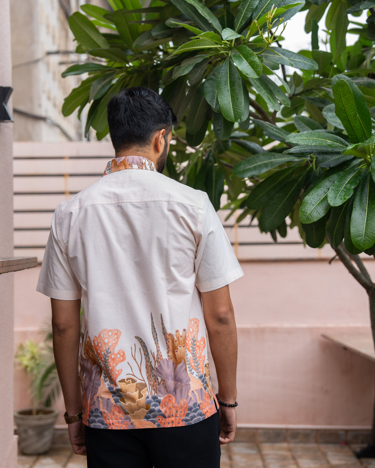 Aquatic Plant Ivory Side Patch Shirt