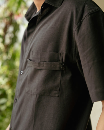 Ebony Pocket Tab Oversize Half Sleeve Shirt