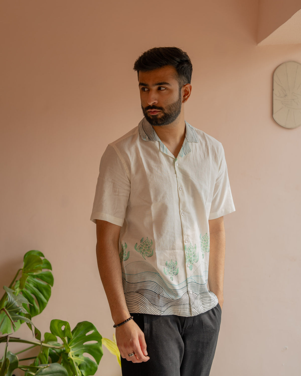 Block Turtle Mint Linen Shirt