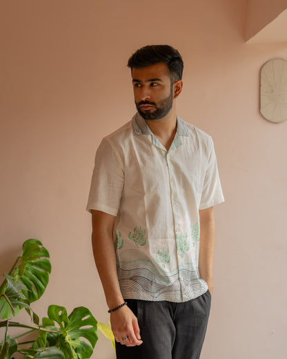 Block Turtle Mint Linen Shirt