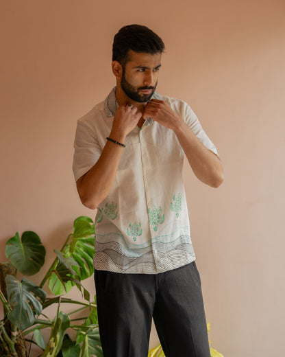 Block Turtle Mint Linen Shirt