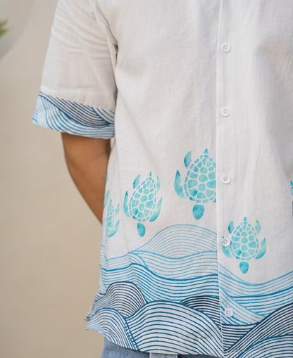 Block Turtle Sky Linen Shirt
