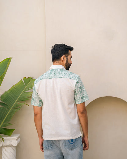 Beach Doodle Mint Pocket Linen Shirt