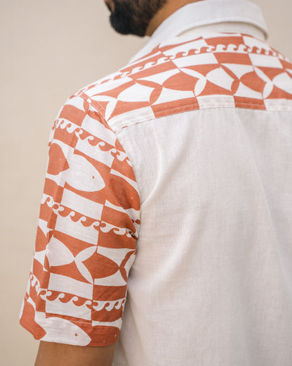 Funky Fish Terracotta Linen Shirt