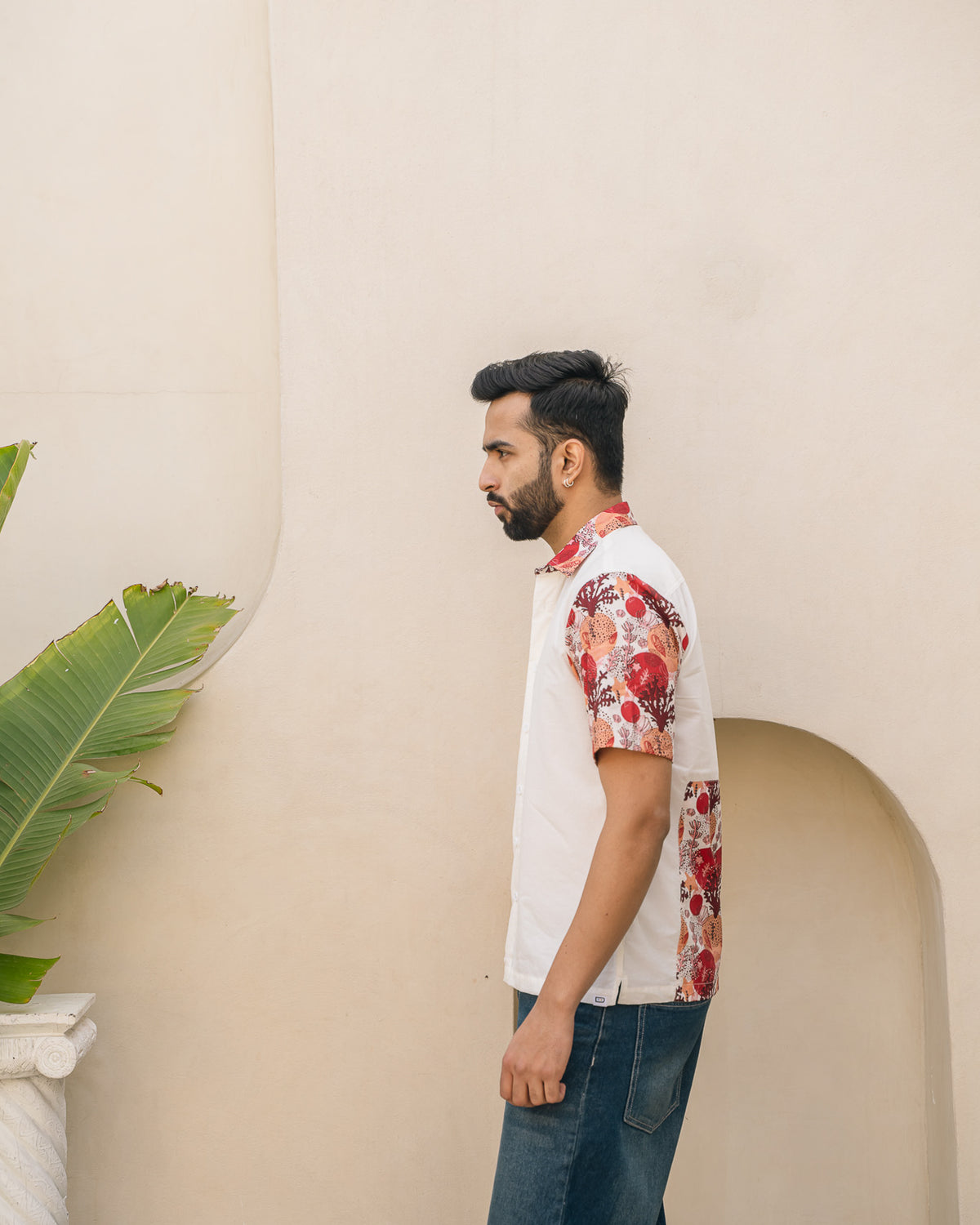 Ocean Life Merlot Side Patch Cotton Shirt