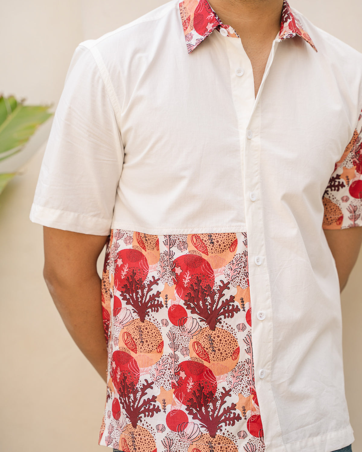 Ocean Life Merlot Side Patch Cotton Shirt