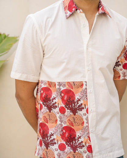 Ocean Life Merlot Side Patch Cotton Shirt