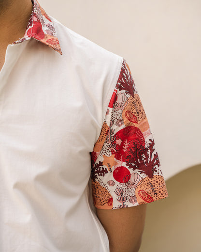Ocean Life Merlot Side Patch Cotton Shirt