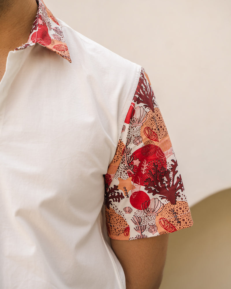 Ocean Life Merlot Side Patch Cotton Shirt