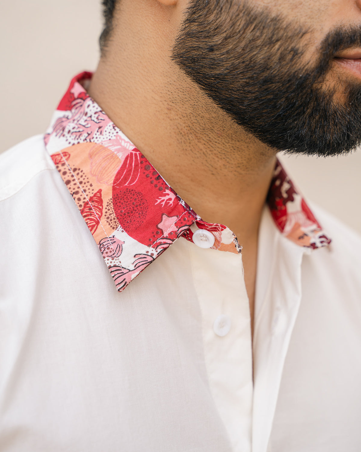 Ocean Life Merlot Side Patch Cotton Shirt