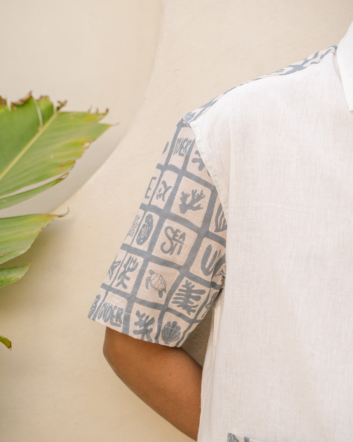 Aqua Block Ink Oversize Linen Shirt