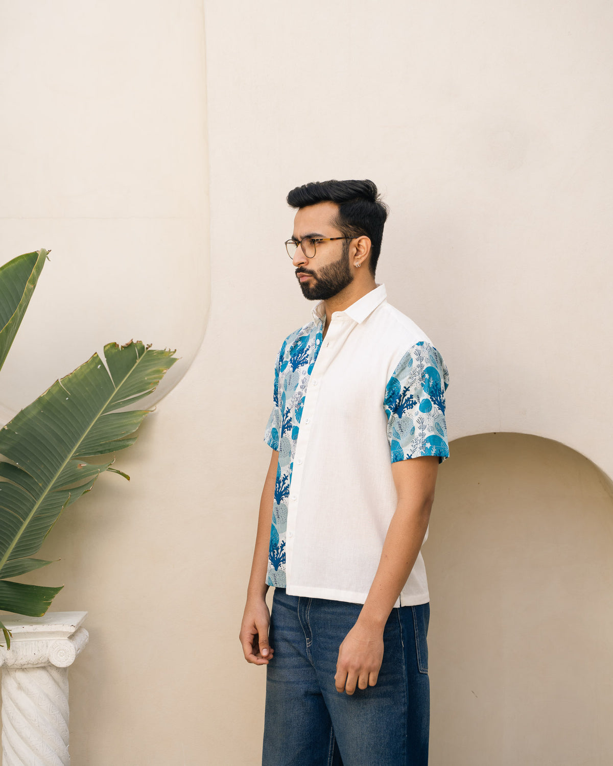 Ocean Life Turkish Half and Half Linen shirt