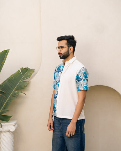 Ocean Life Turkish Half and Half Linen shirt