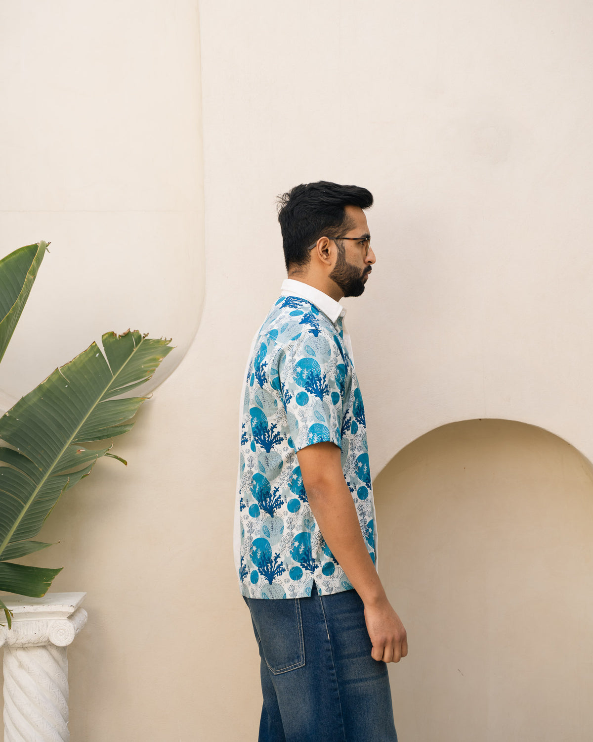Ocean Life Turkish Half and Half Linen shirt