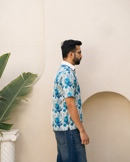 Ocean Life Turkish Half and Half Linen shirt
